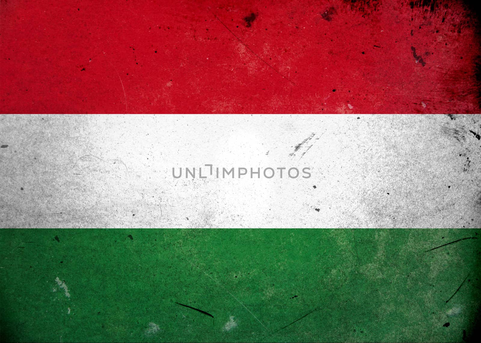 The flag of Hungary on old and vintage grunge texture