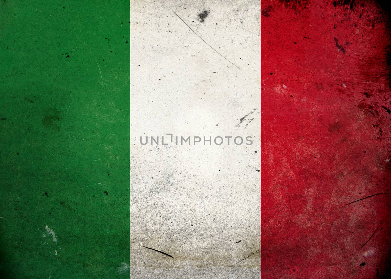 The flag of Italy on old and vintage grunge texture