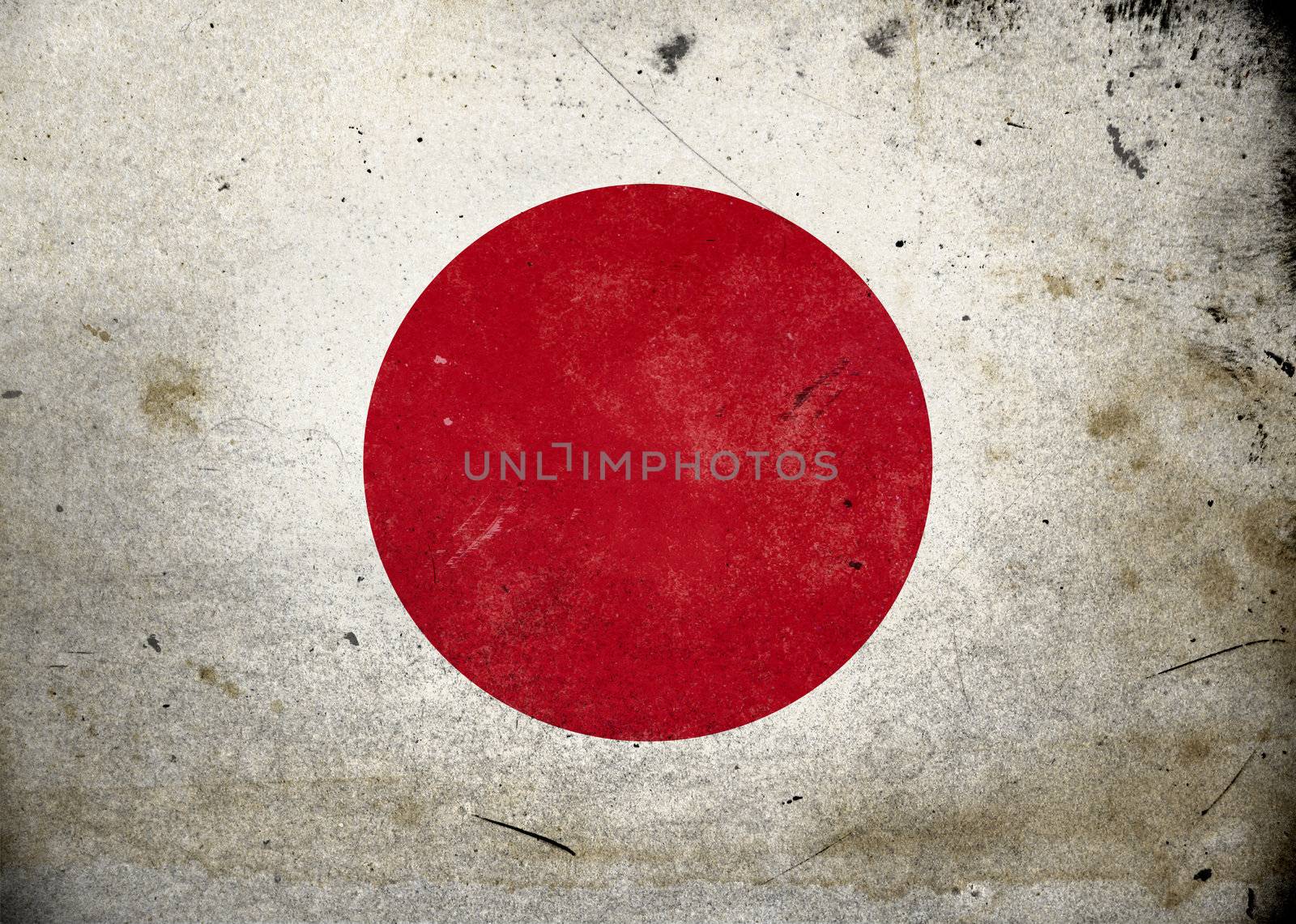 The flag of Japan on old and vintage grunge texture