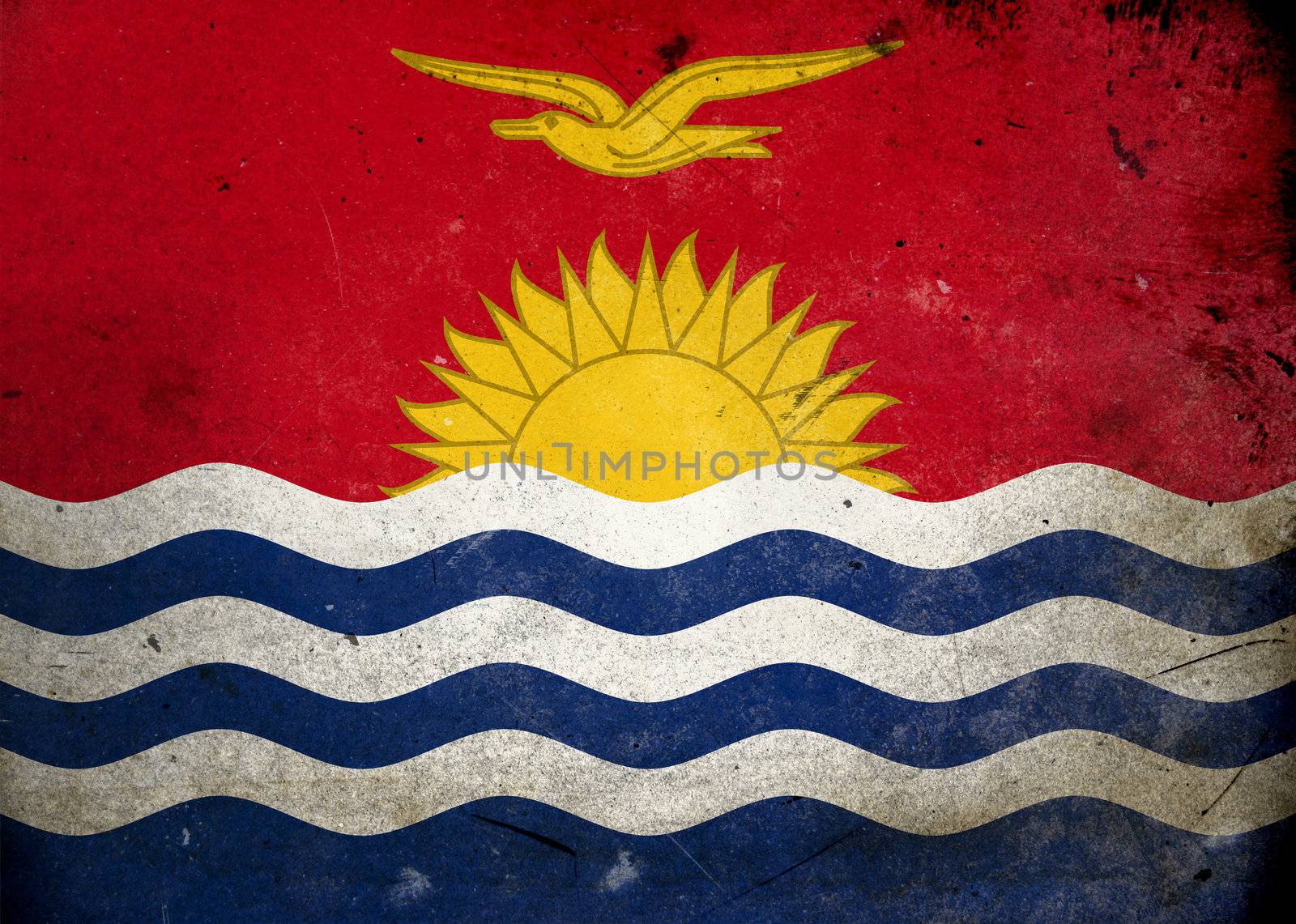 The flag of Kiribati on old and vintage grunge texture