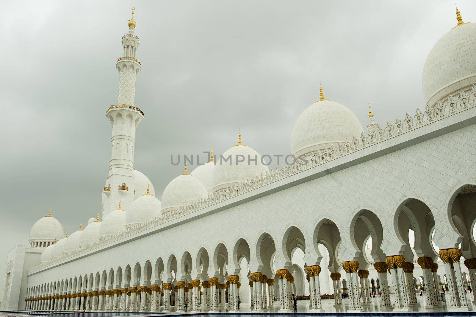 Grand Mosque with white marble in Abu Dhabi by jackq