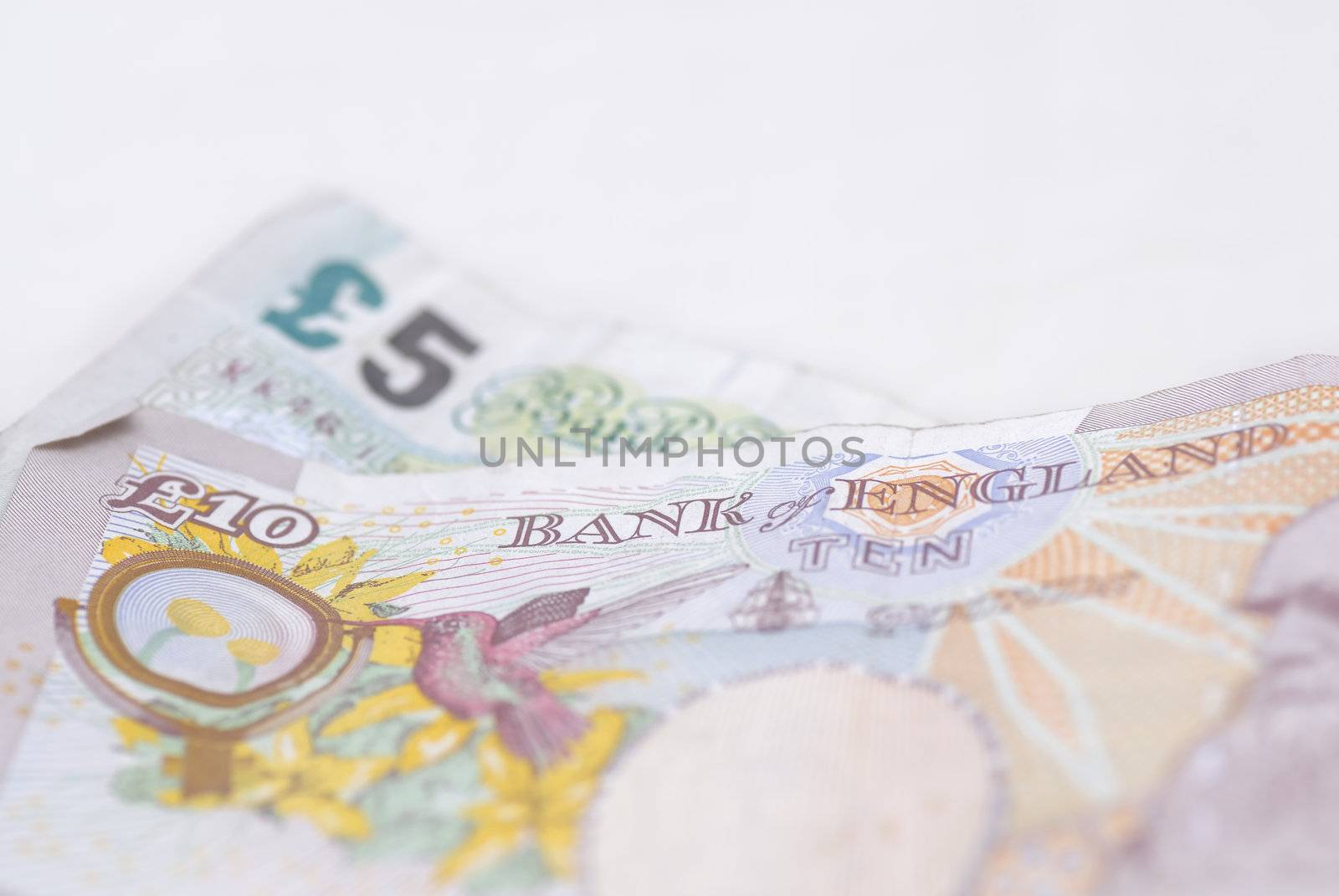 Macro image of English bank notes.