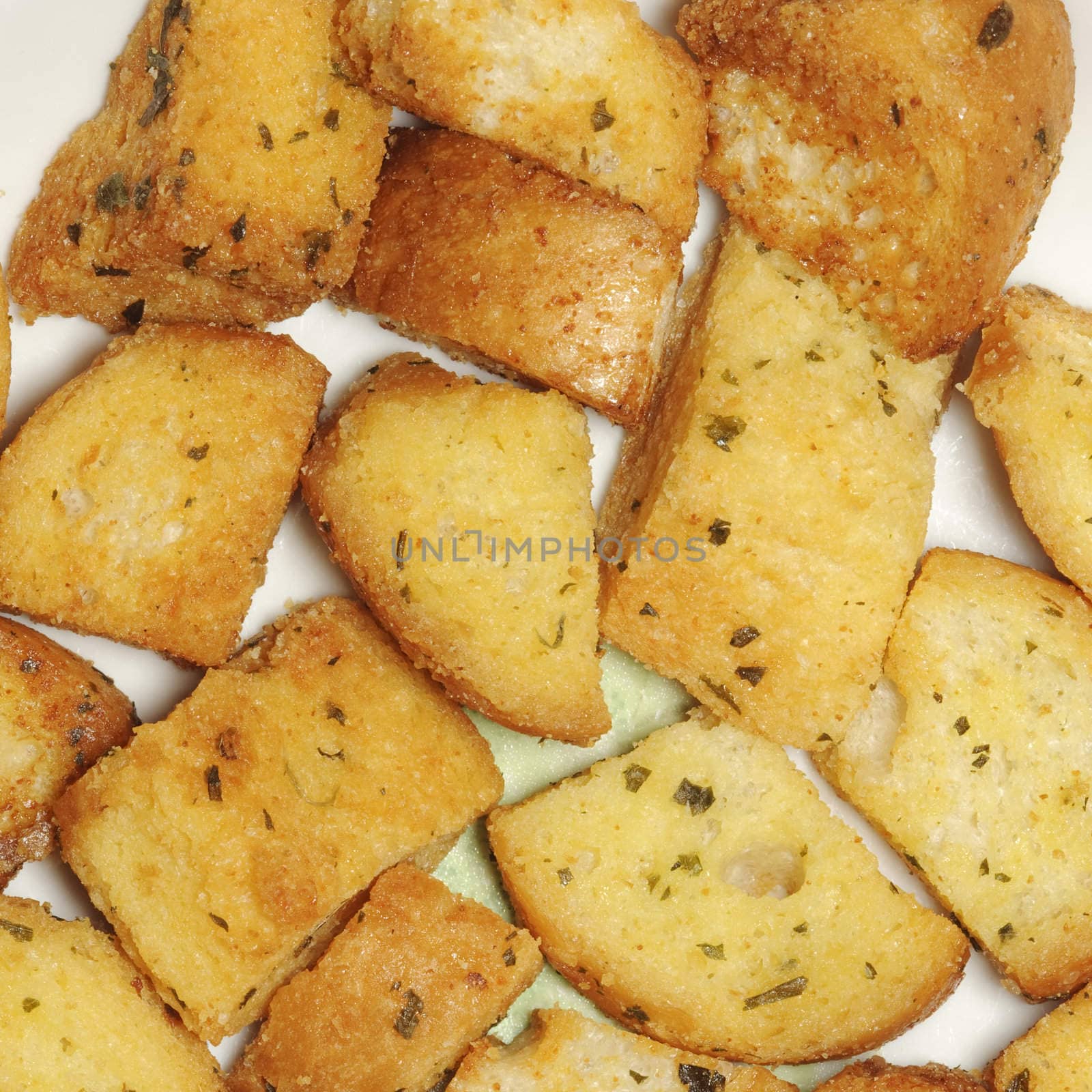 closeup of delicious bread croutons