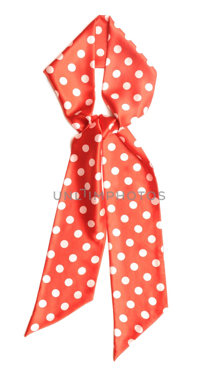 dotted red satin gift bow  isolated on white by inxti