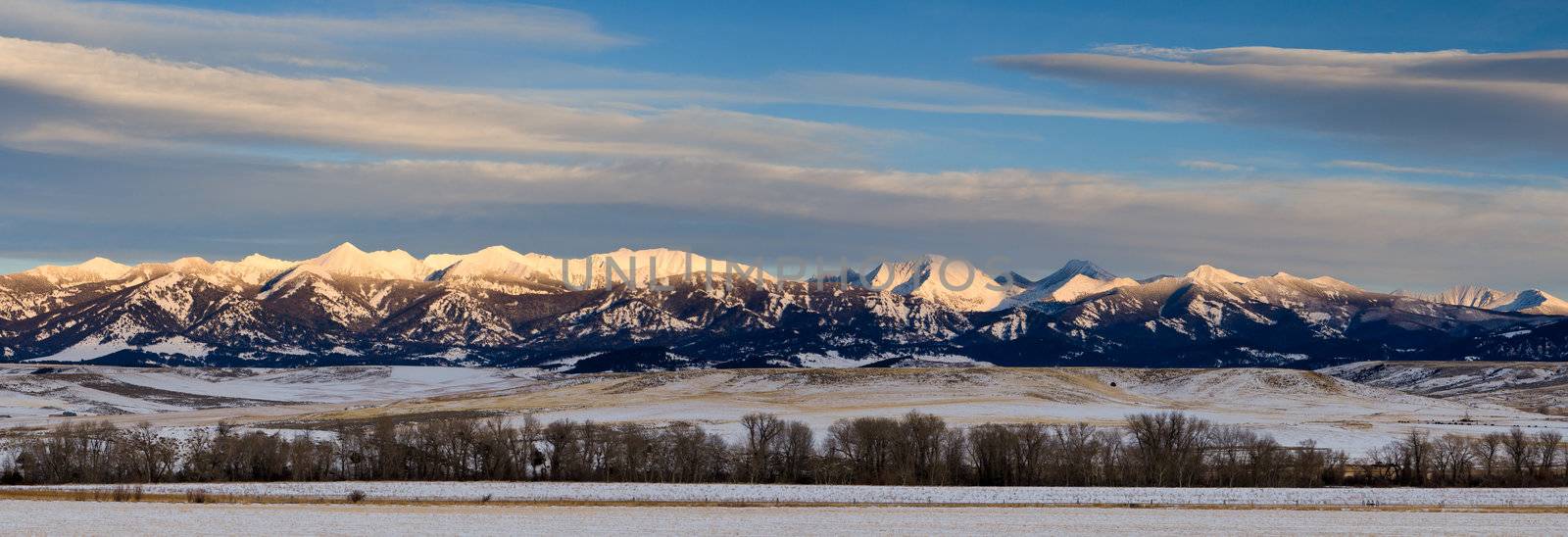 The Crazy Mountains in winter, Park County, Montana, USA