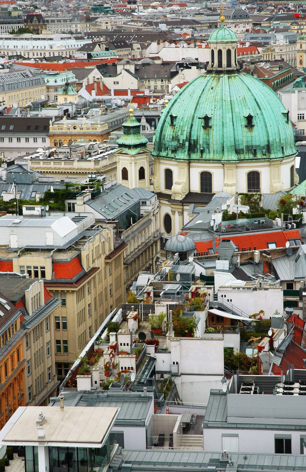 Cityscape of Vienna with St. Peter's church