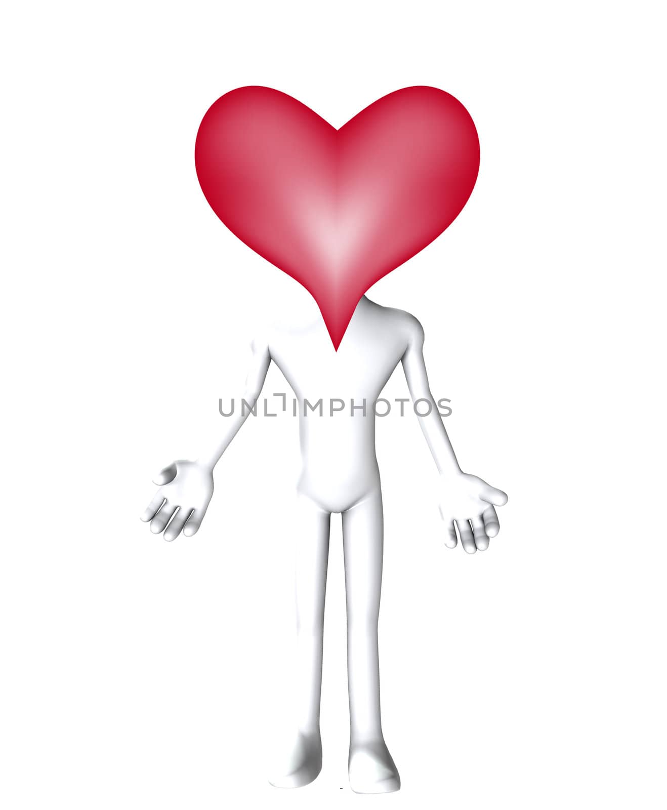 Simple figure with a heart for a head