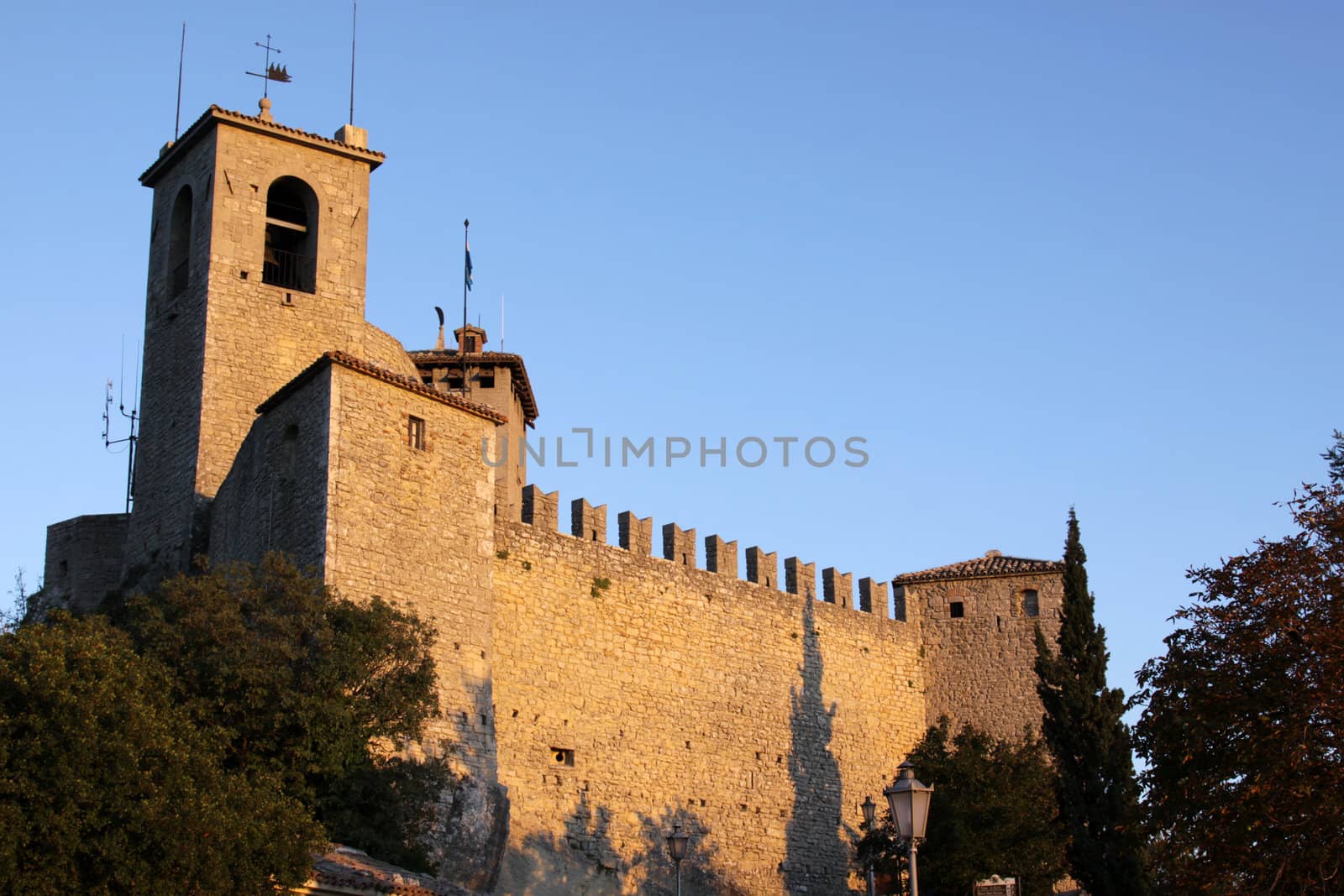 The Guaita is the first and oldest tower in the city of San Marino at the highest point of Monte Titano.  It was constructed in the 13th century.