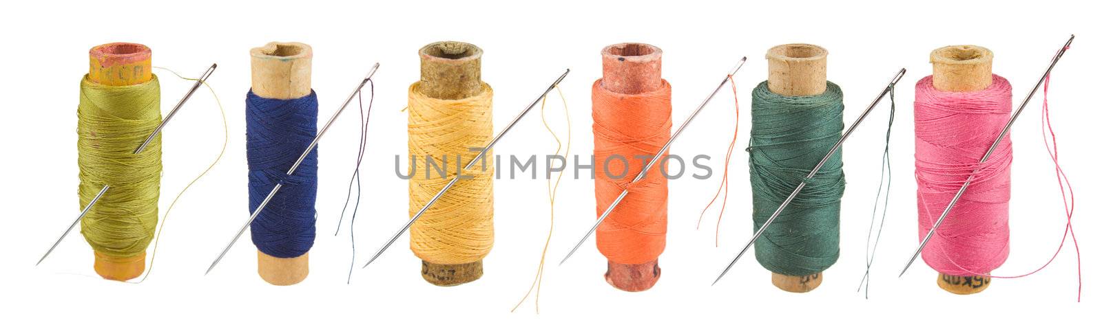 Sewing thread isolated on white background