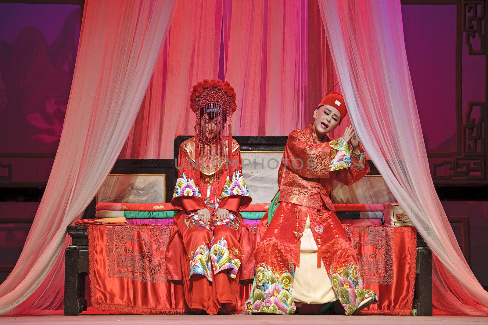 CHENGDU - JUN 3: chinese Yue opera performer make a show on stage to compete for awards in 25th Chinese Drama Plum Blossom Award competition at Experimental theater.Jun 3, 2011 in Chengdu, China.
Chinese Drama Plum Blossom Award is the highest theatrical award in China.