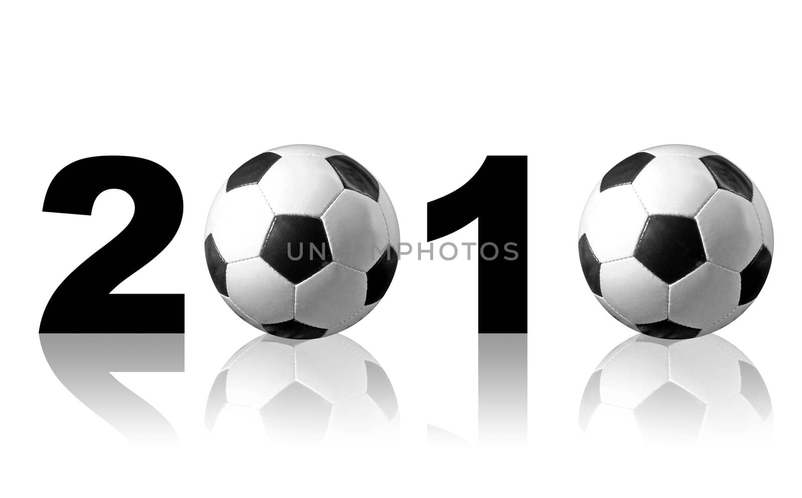 A stylized lettering that symbolizes the soccer world cup 2010. All on white background.