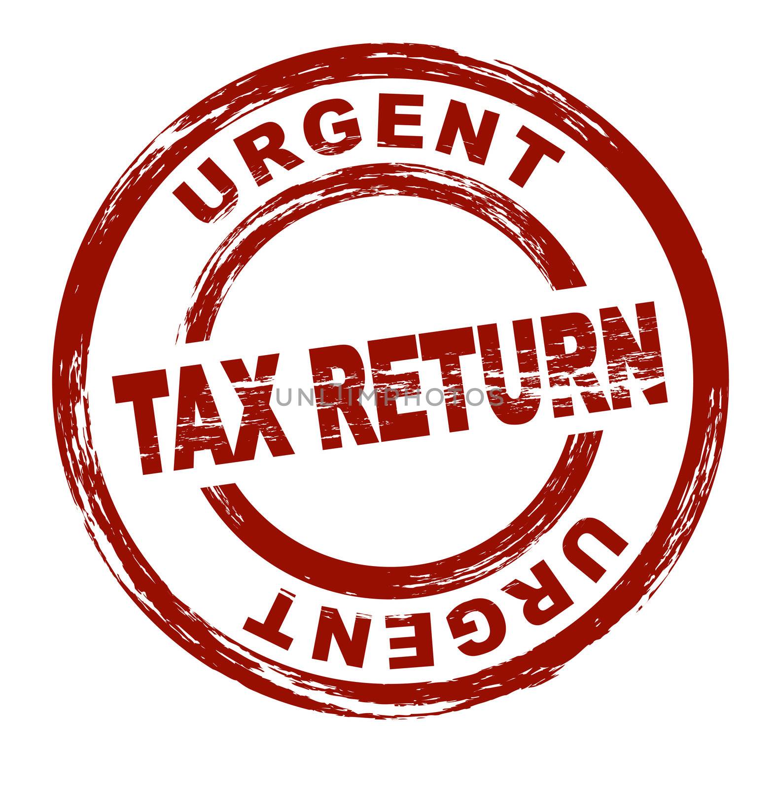 A stylized red stamp that shows the term urgent tax return. All on white background.