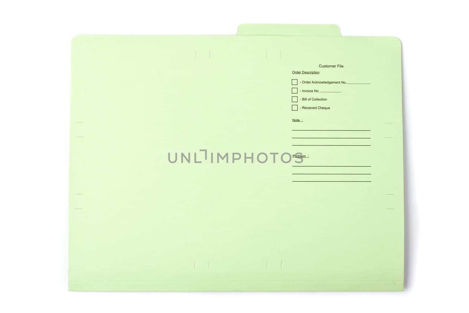 Green document folder on white background