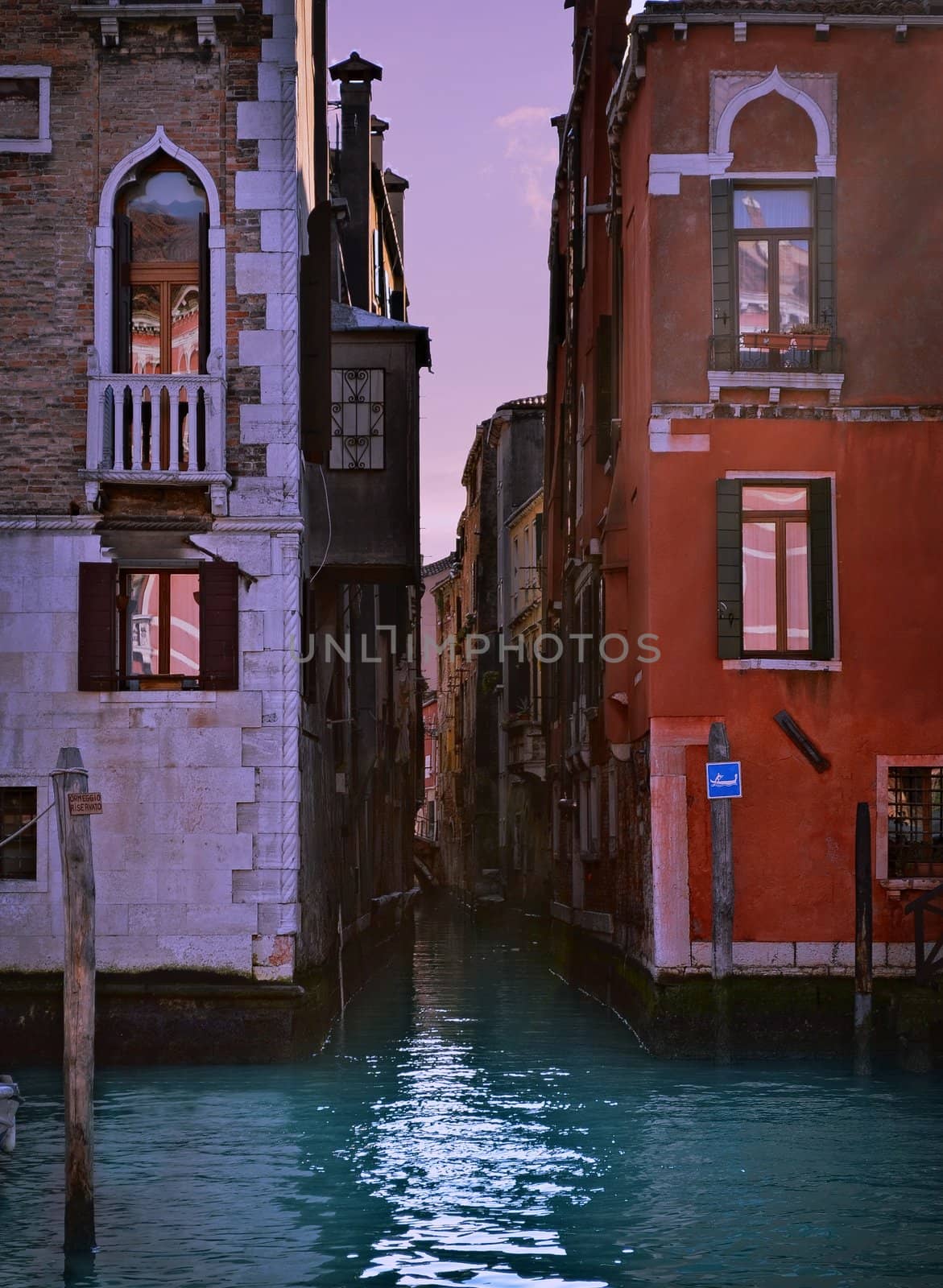 Beautiful water street , evening view- Venice, Italy by Zhukow