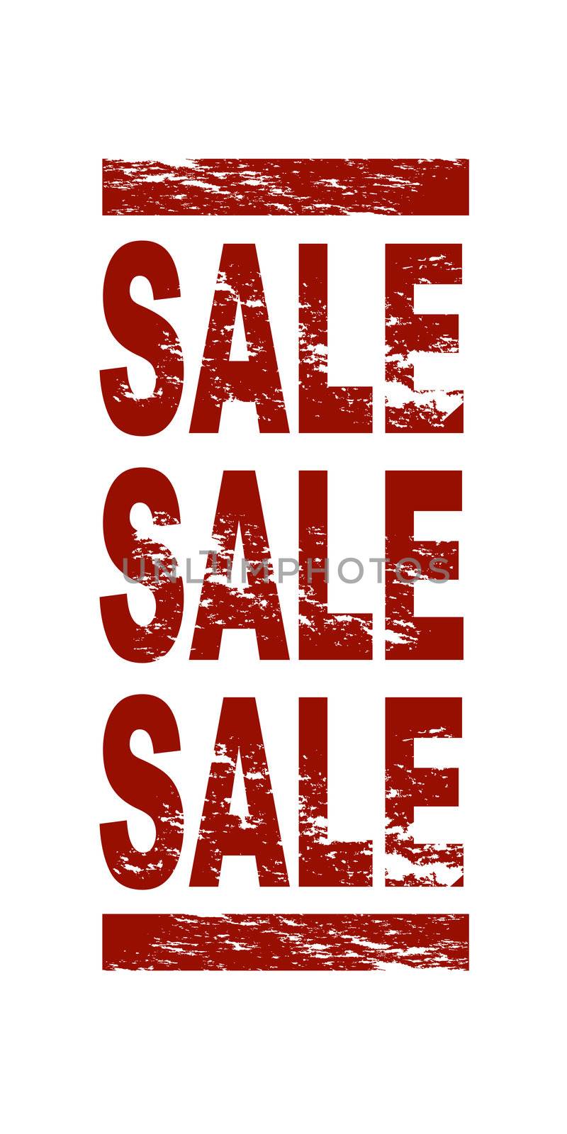 A stylized red stamp showing the term sale sale sale. All on white background.