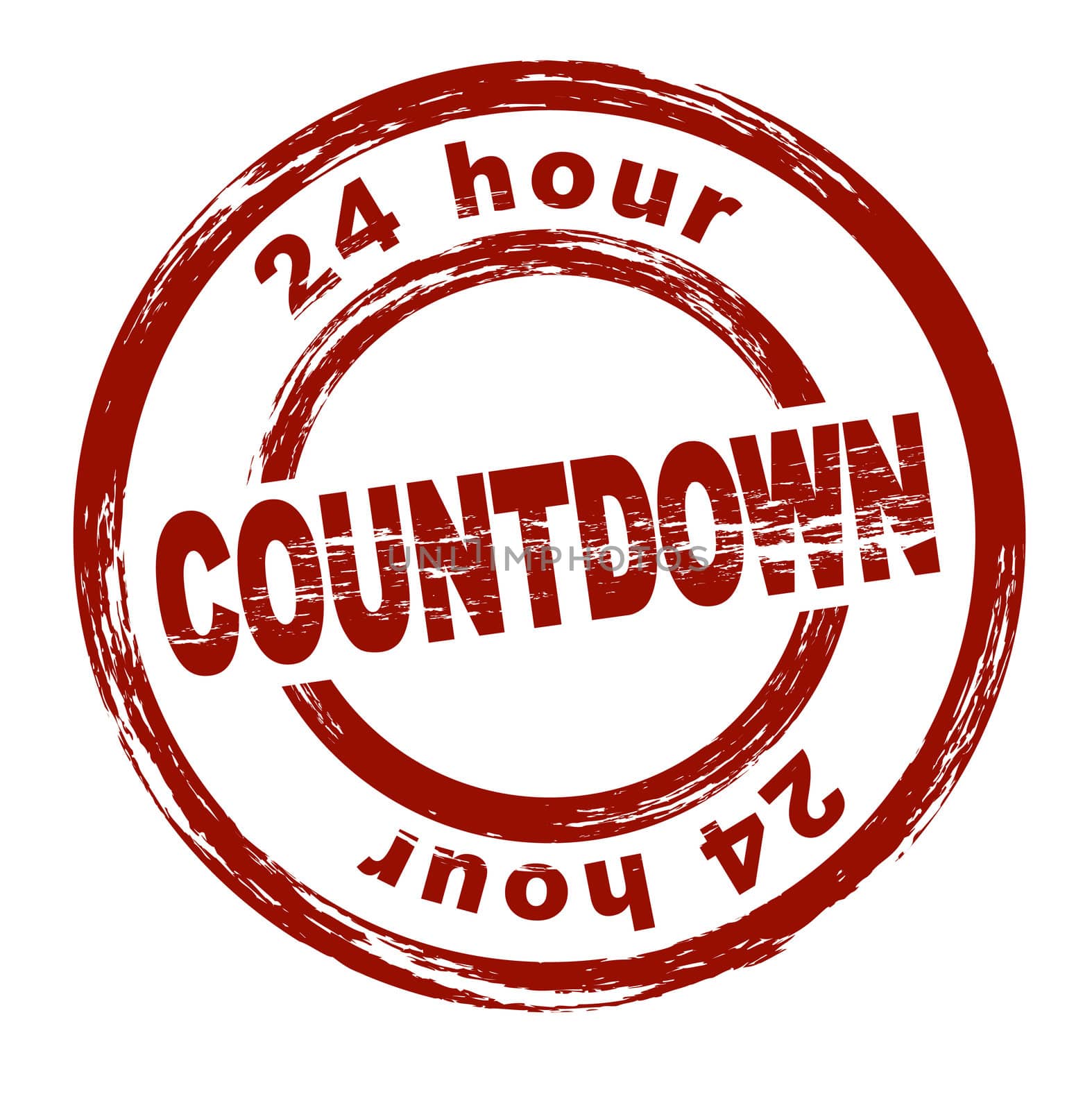 A stylized red stamp showing the term countdown 24h. All on white background.