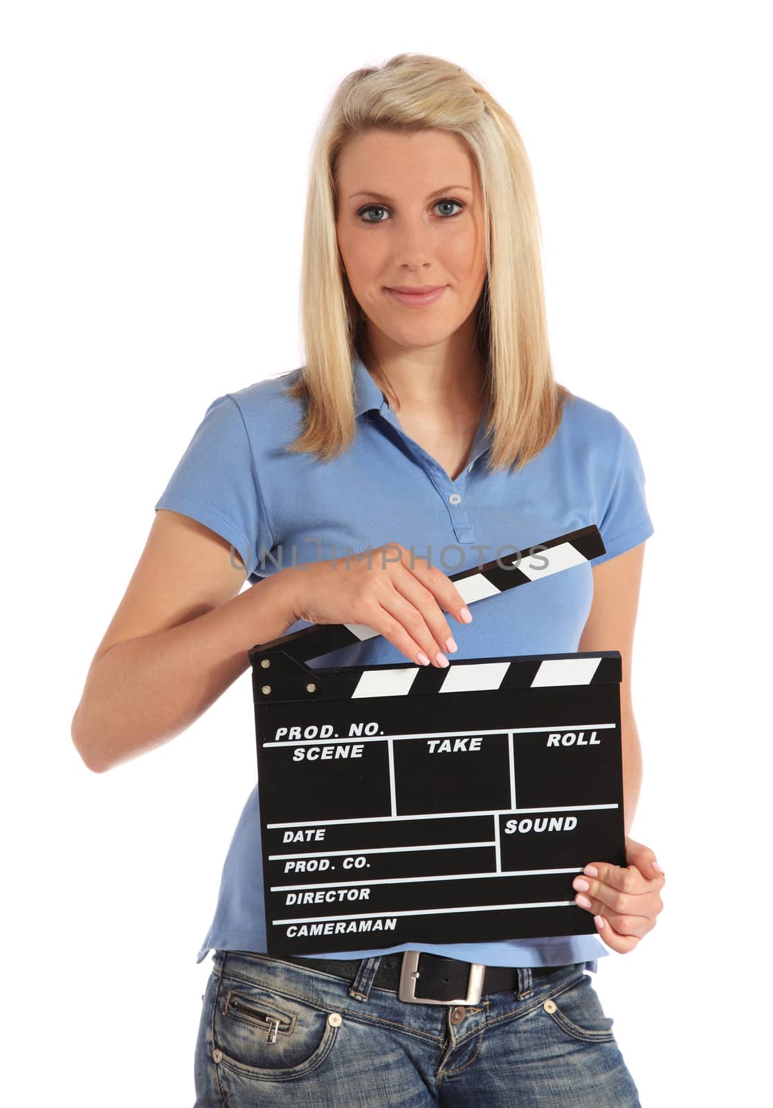 An attractive young woman. All on white background.