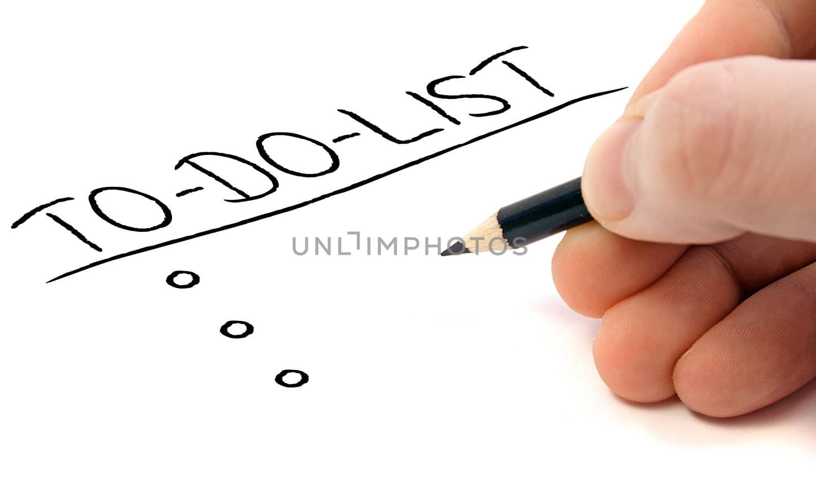 A person writing down a list. All on white background.