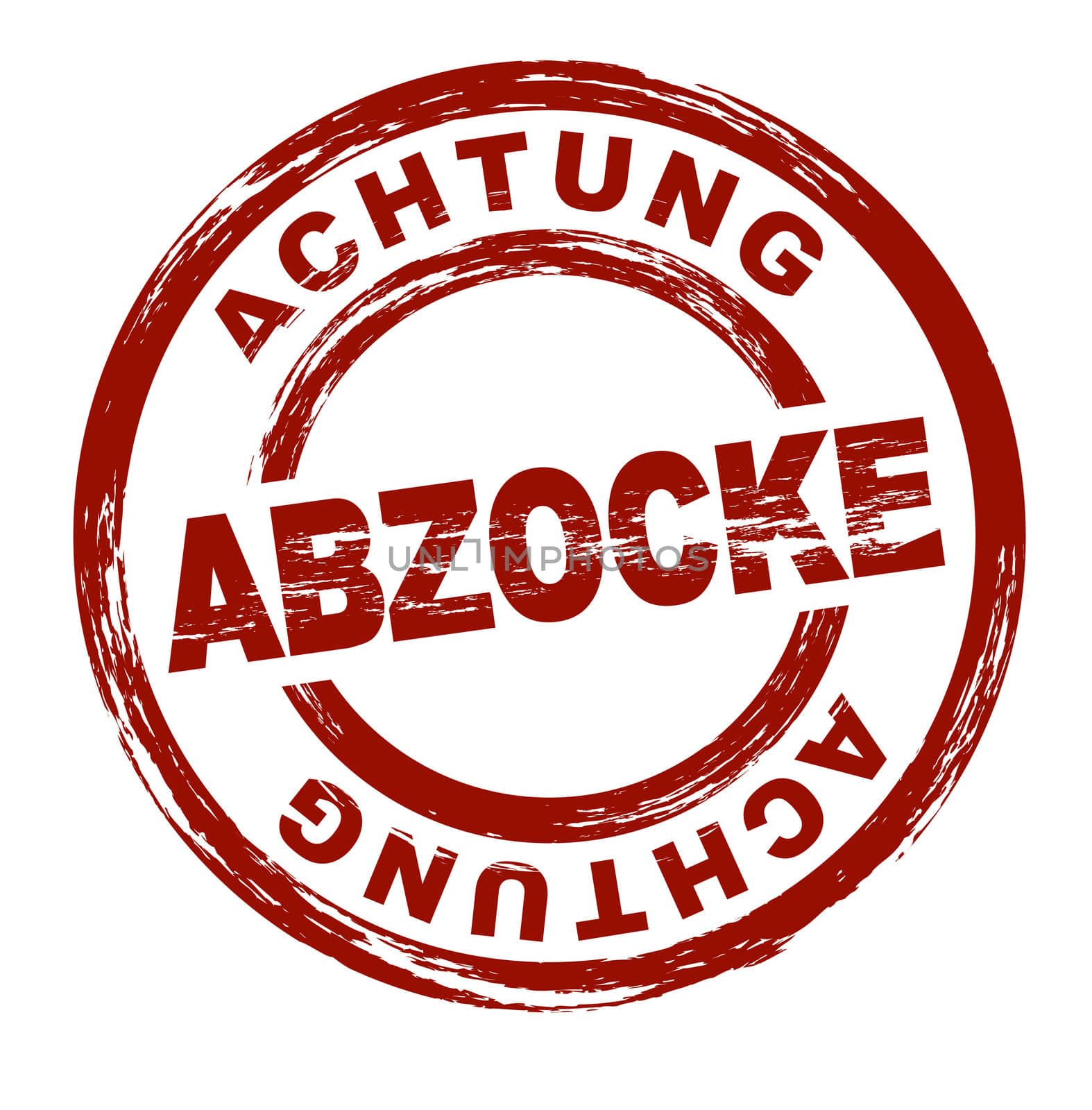 Stylized red stamp showing the german term Abzocke. english: rip-off. All on white background.