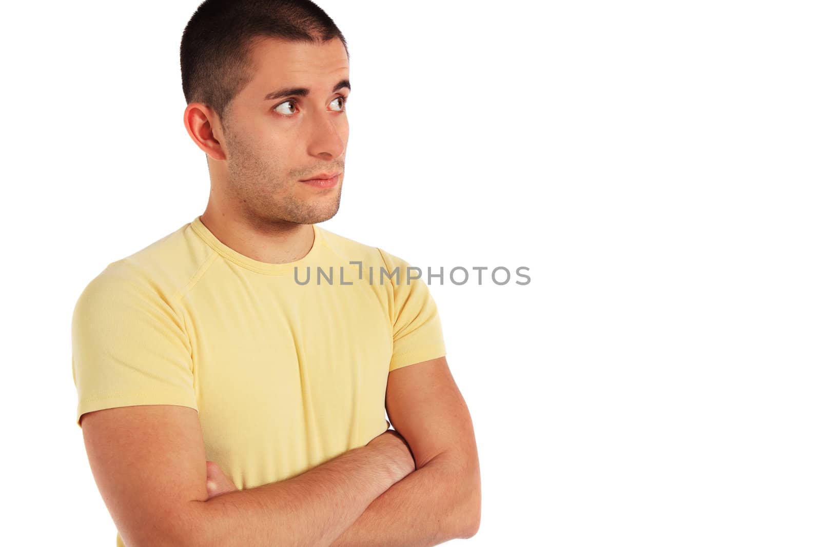 Attractive young man. All isolated on white background.