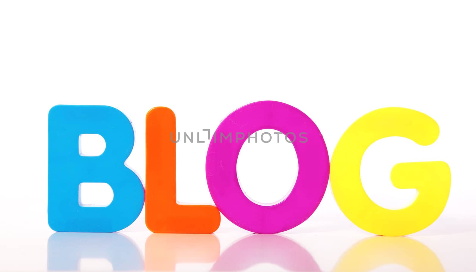 The term Blog in colorful letters. All on white background.