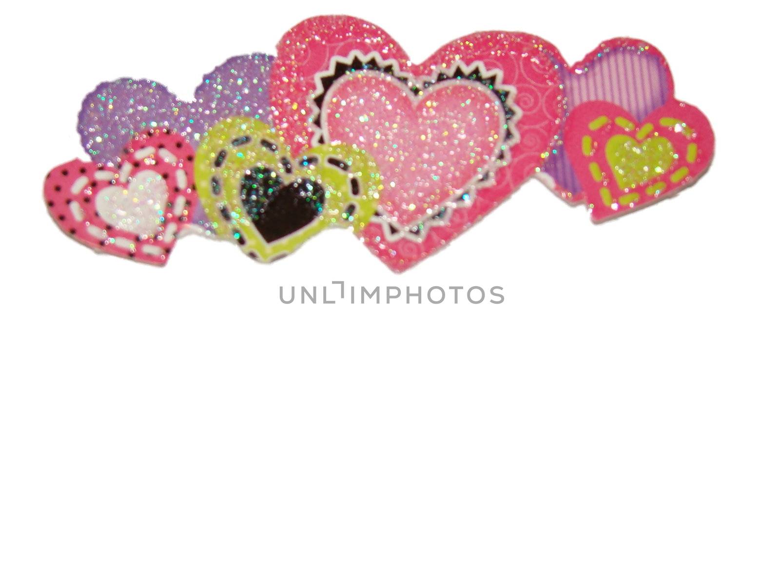 different sizes and colored hearts