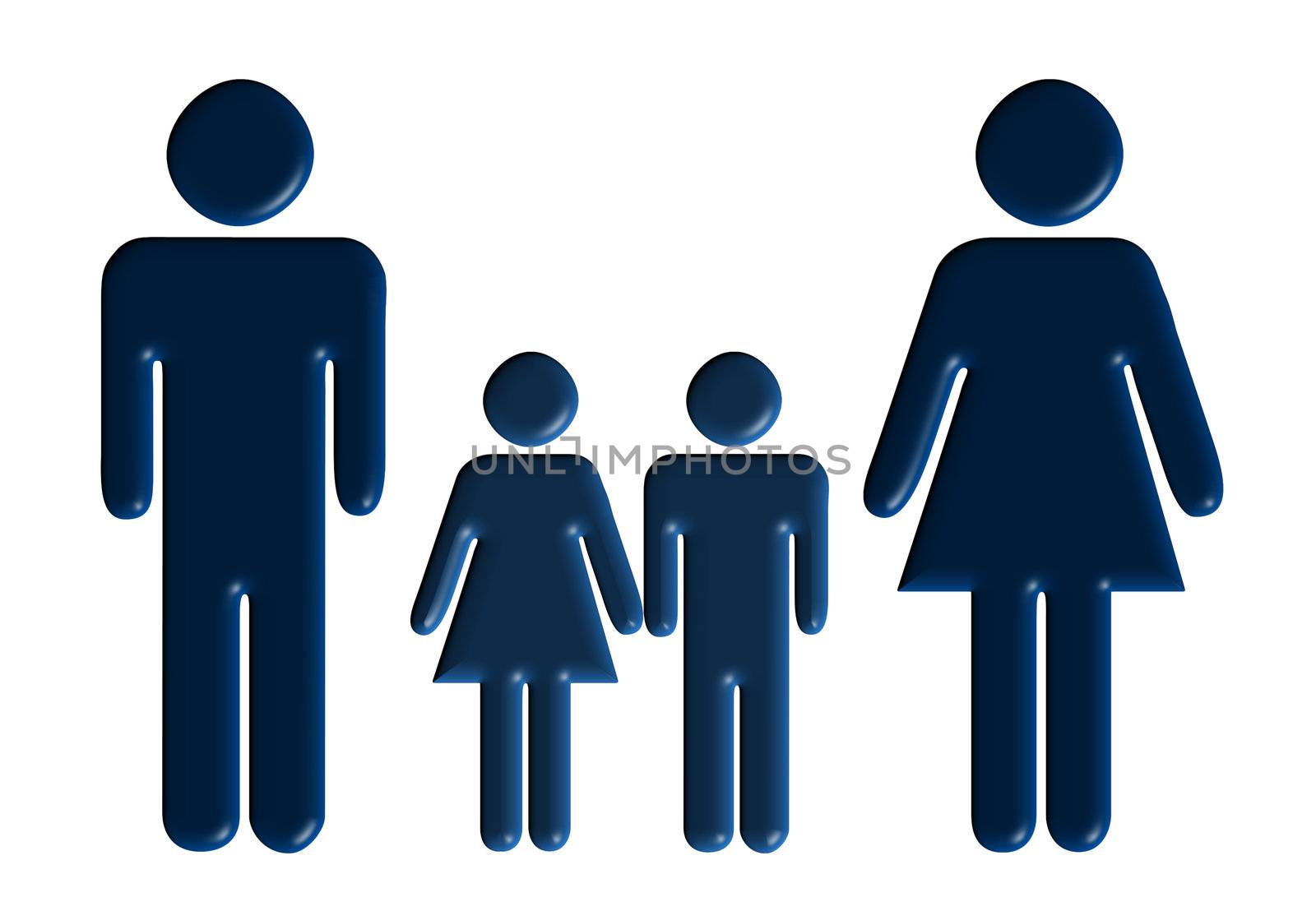 Family. The father, mother, the son, the daughter - a volumetric outline