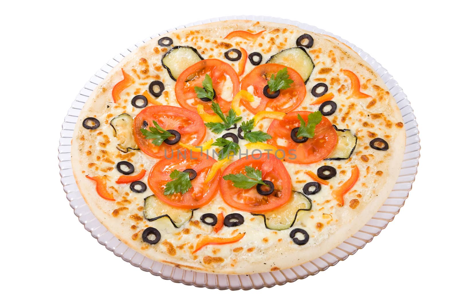 The top view on the Vegetarian Pizza