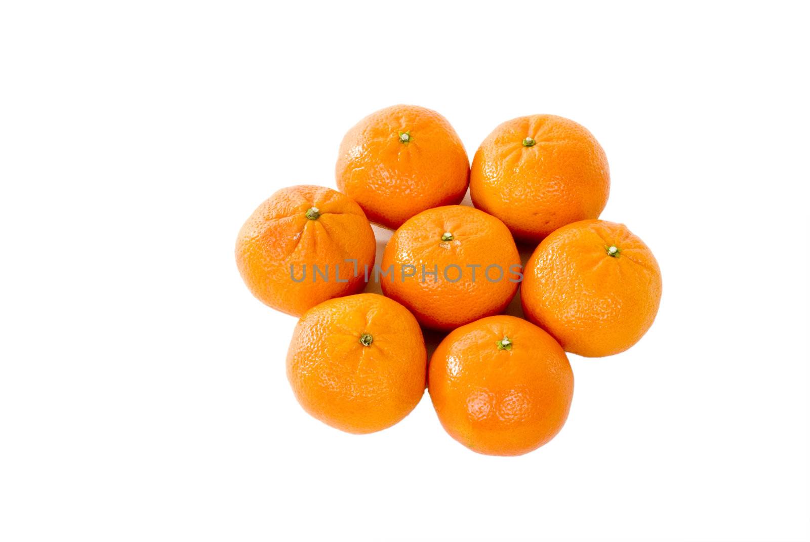 Tangerines on an isolated white background.