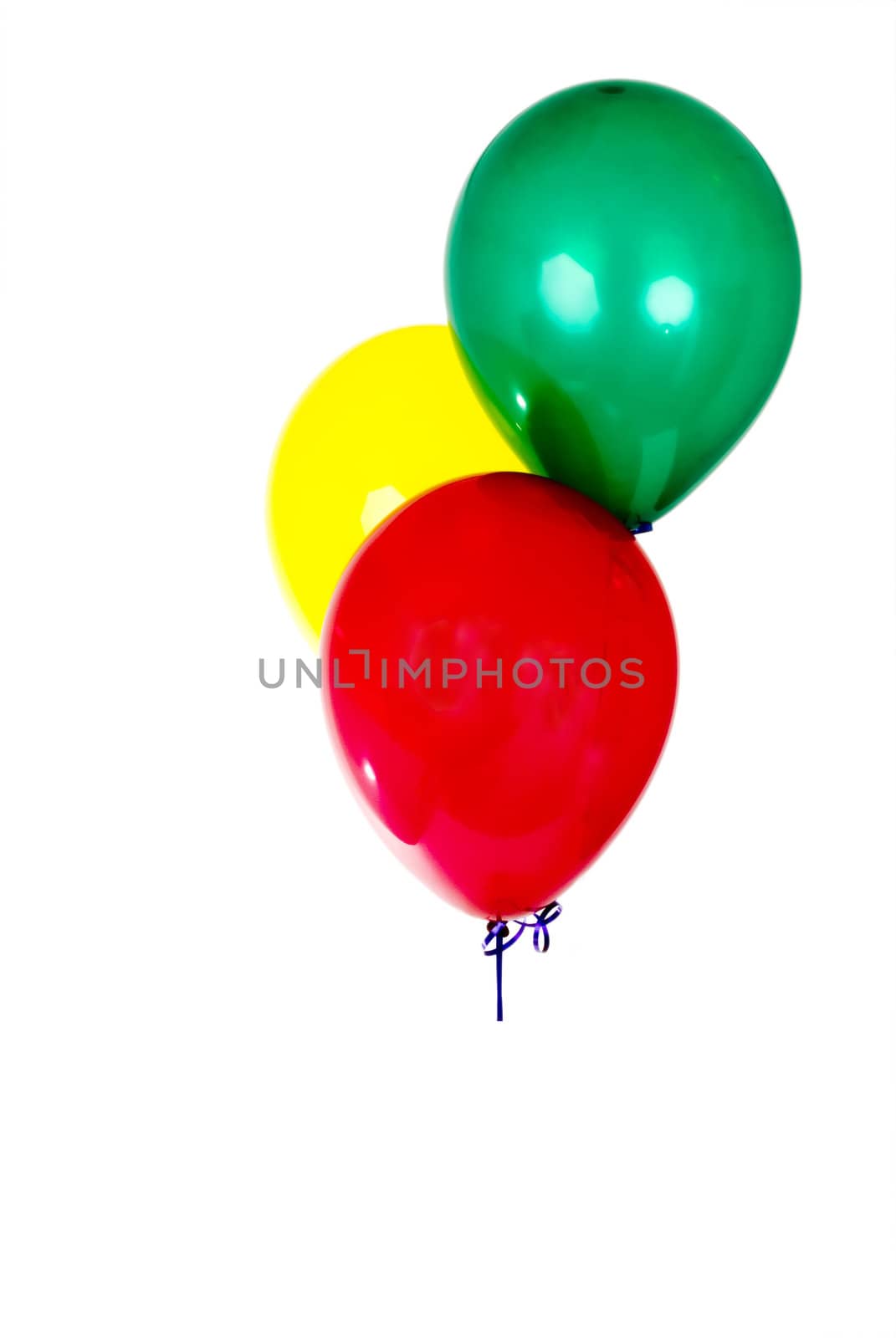 Coloured balloons isolated on white.