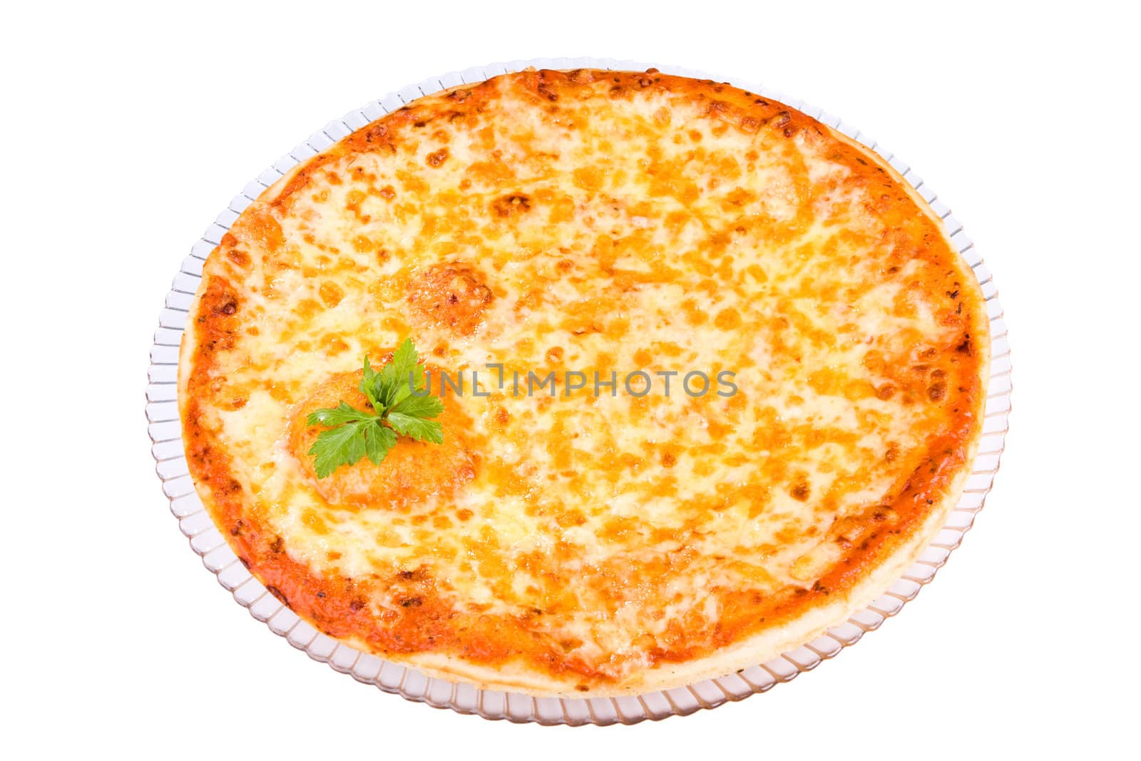 The top view on the Four Cheeses Pizza