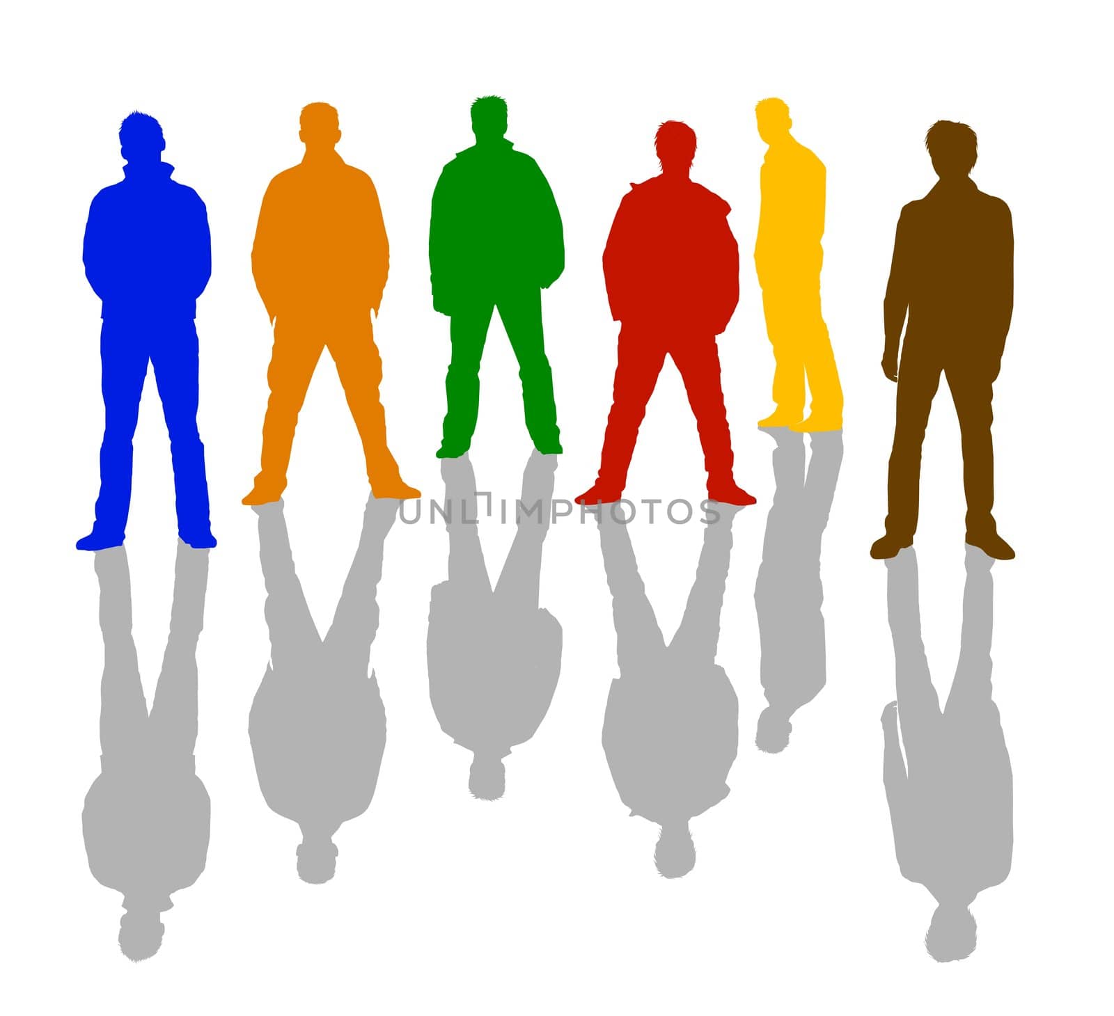 colorful silhouettes of some friends by peromarketing