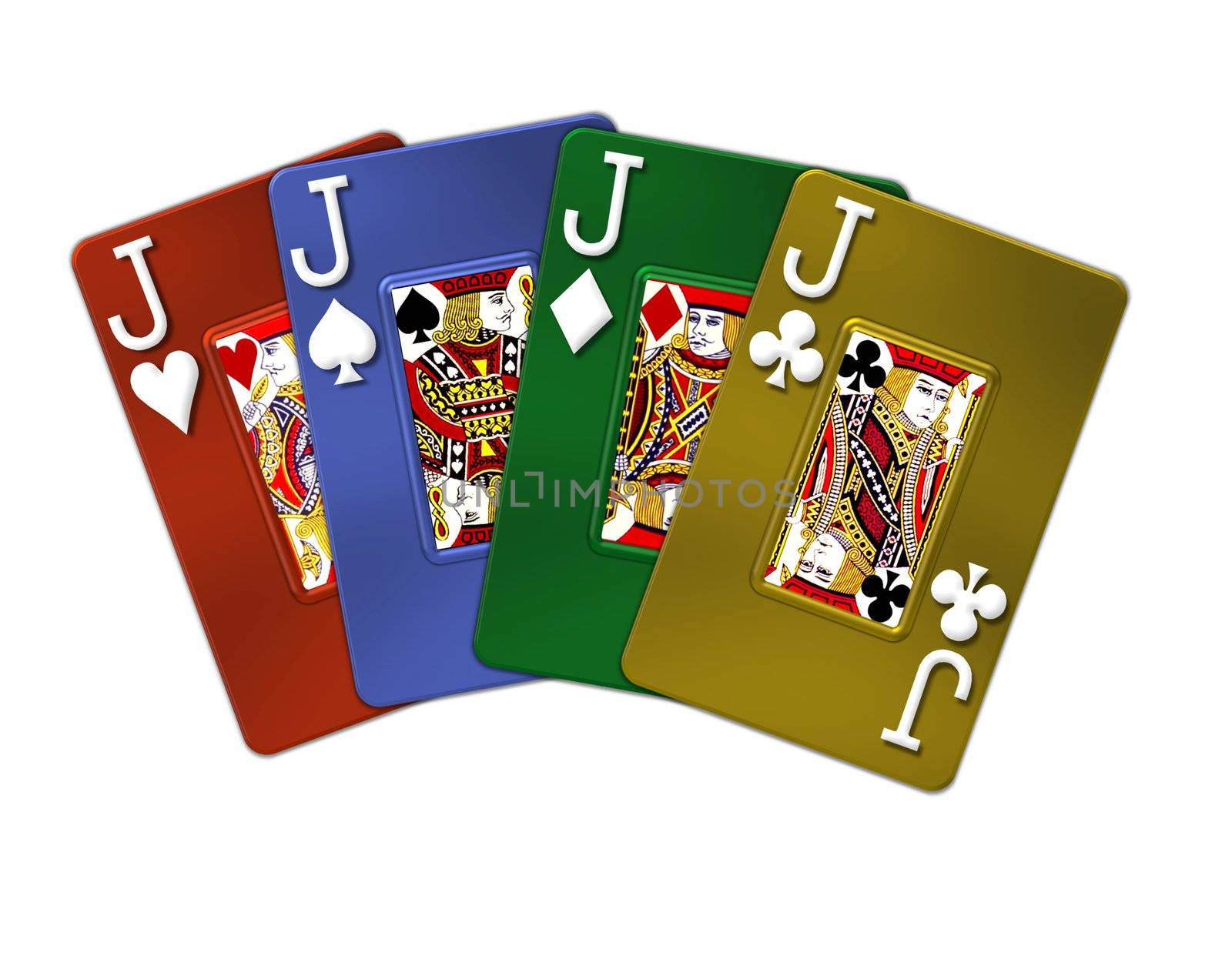 illustration of metallic poker cards - 4 of a kind jacks