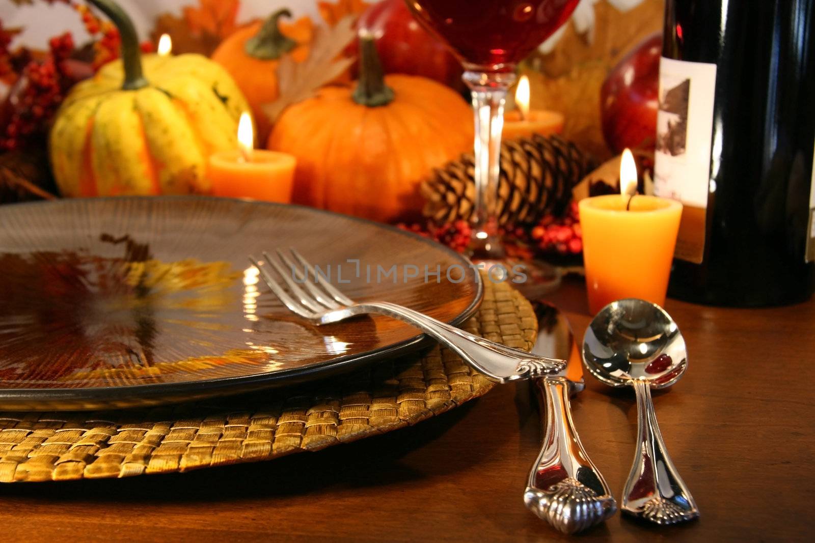Table set for Thanksgiving by Sandralise