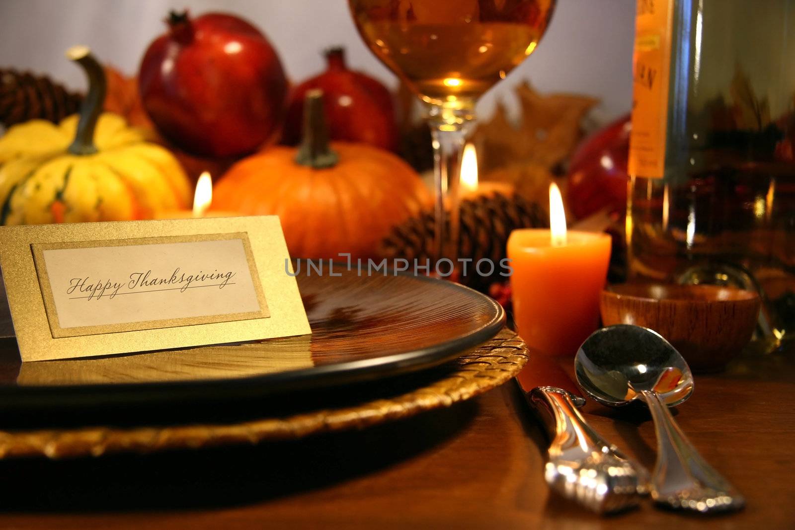 Place setting ready for Thanksgiving