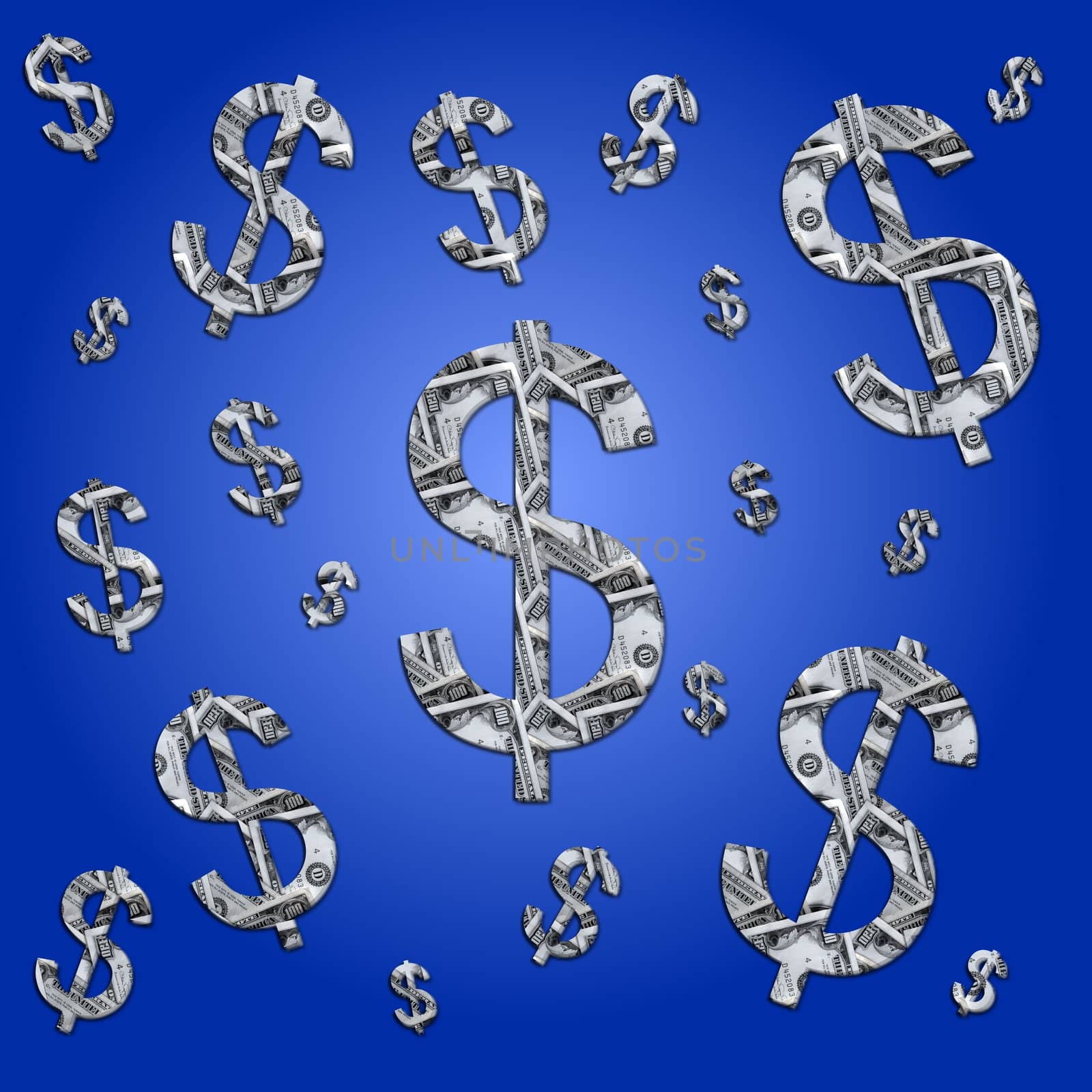 dollar signs in front of a blue backround by peromarketing