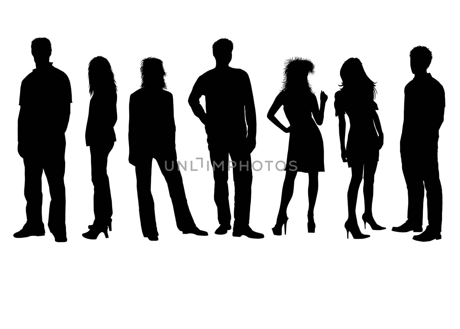 Friends - girls and boys - silhouettes
