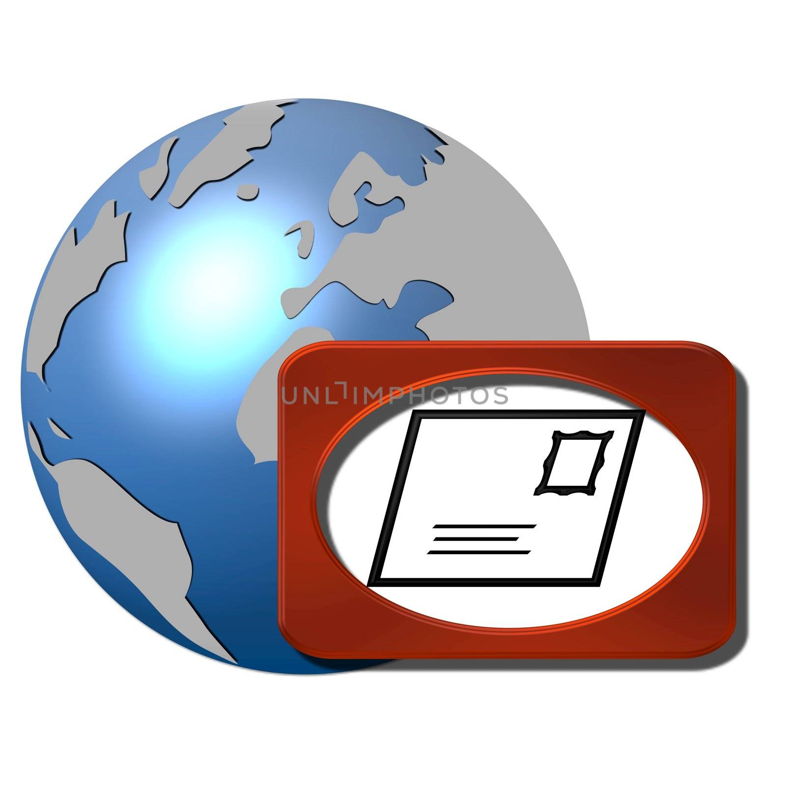 mail symbol in front of a globe by peromarketing