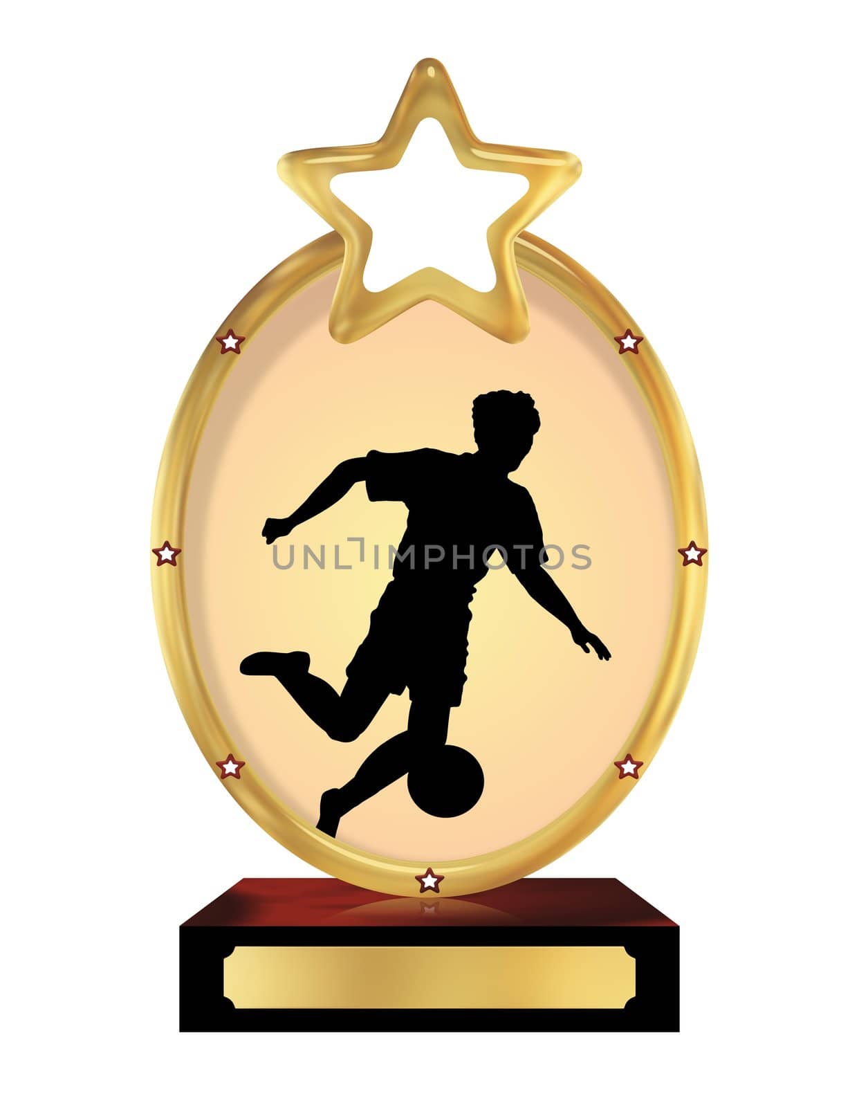 Illustration of an isolated trophy with a silhouette of a person playing football