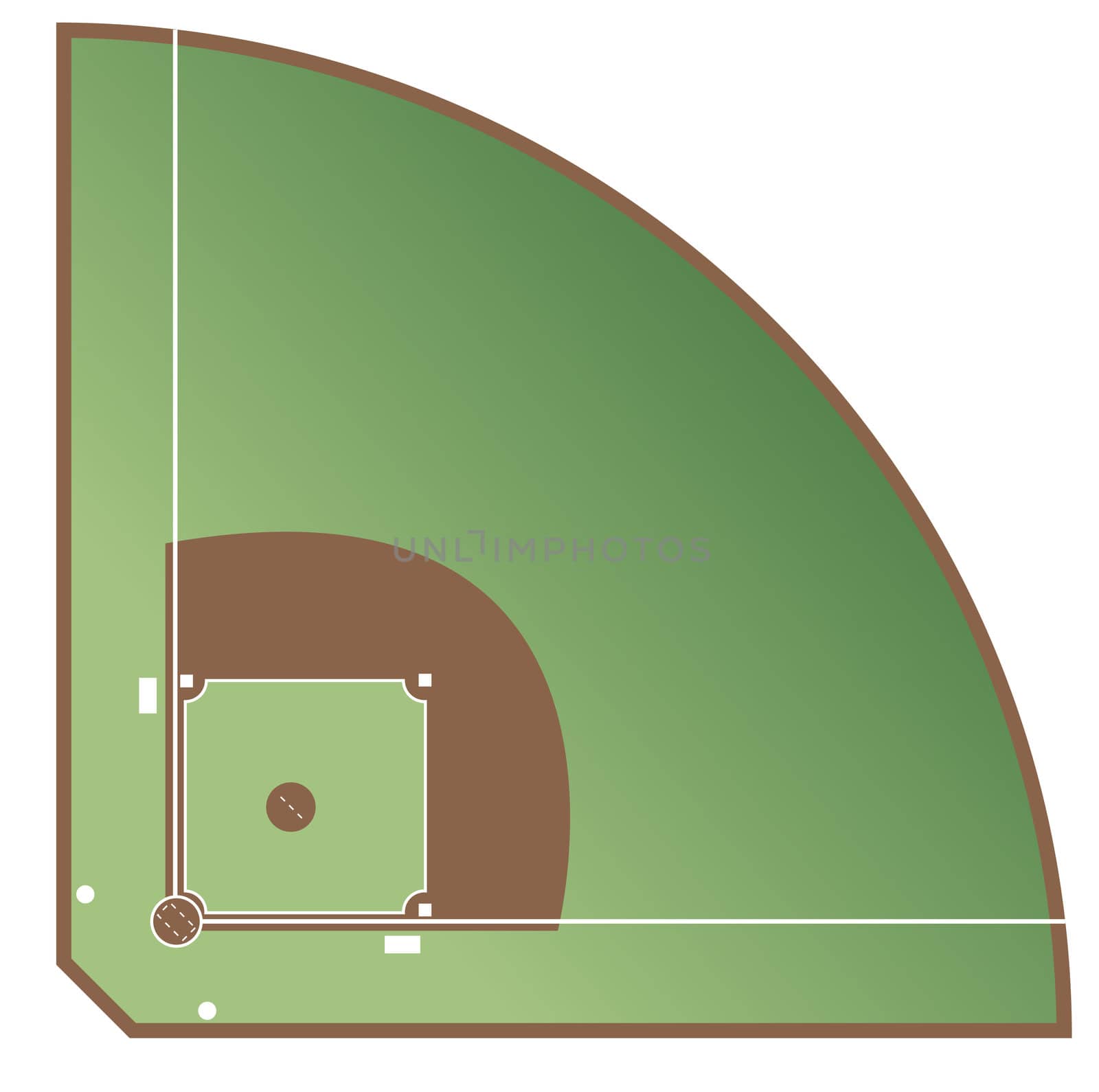 A stylized baseball pitch showing all relevant lines. All on white background.