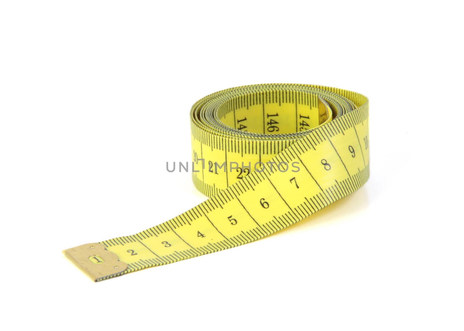 A yellow measuring tape. All on white background.