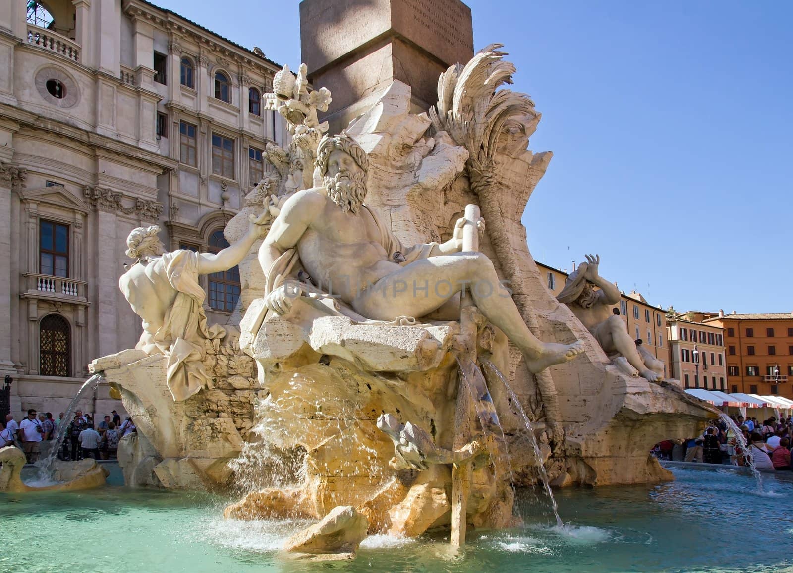 Fountain of Four Rivers by Bernini (Rome Italy) (17 th)