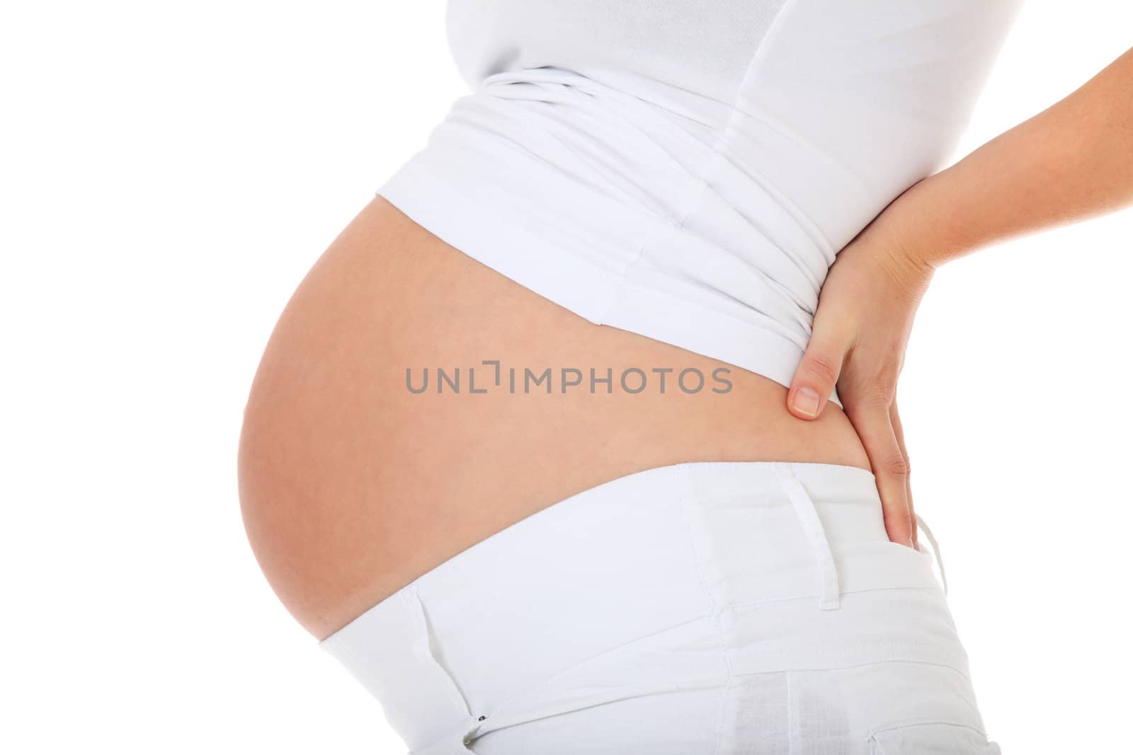 Pregnant woman. All on white background.