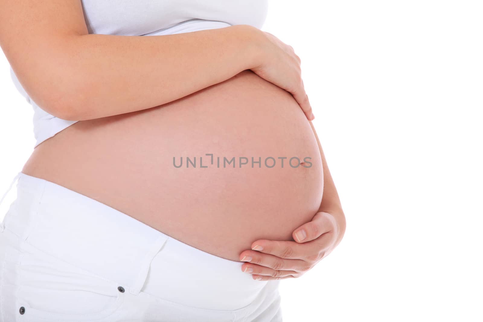 Pregnant woman. All on white background.