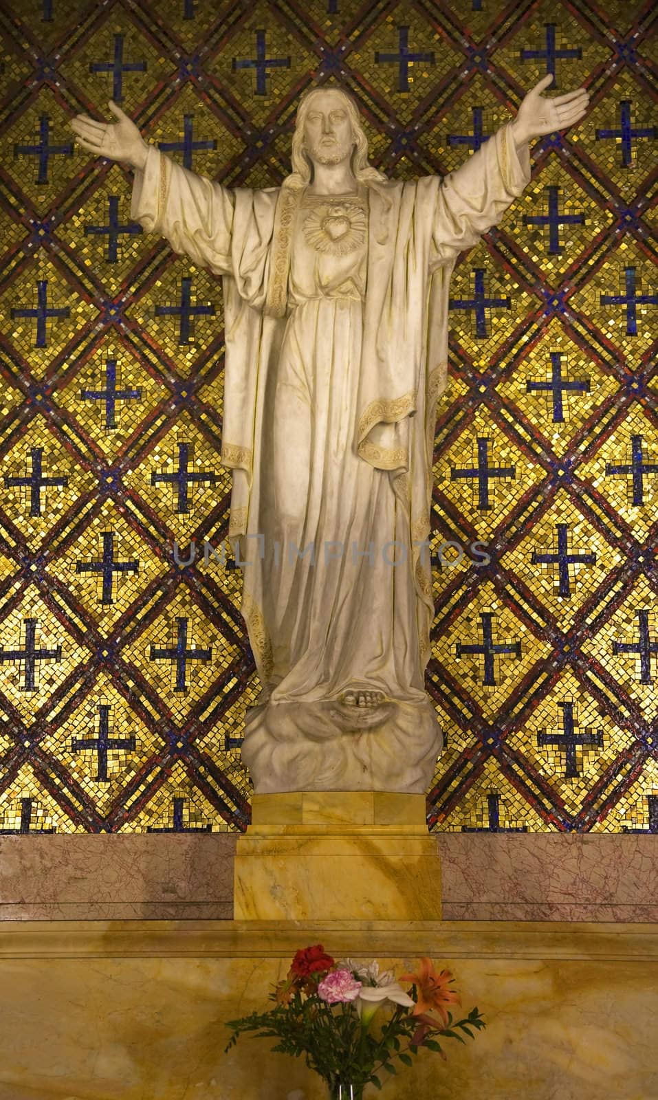 Jesus Statue Flowers Mission Dolores San Francisco California by bill_perry