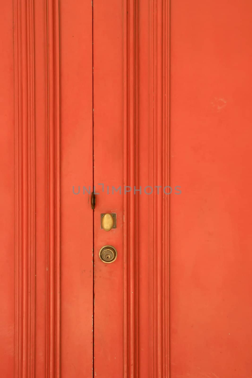 Door lock with Key Hole on Red Wodden Door