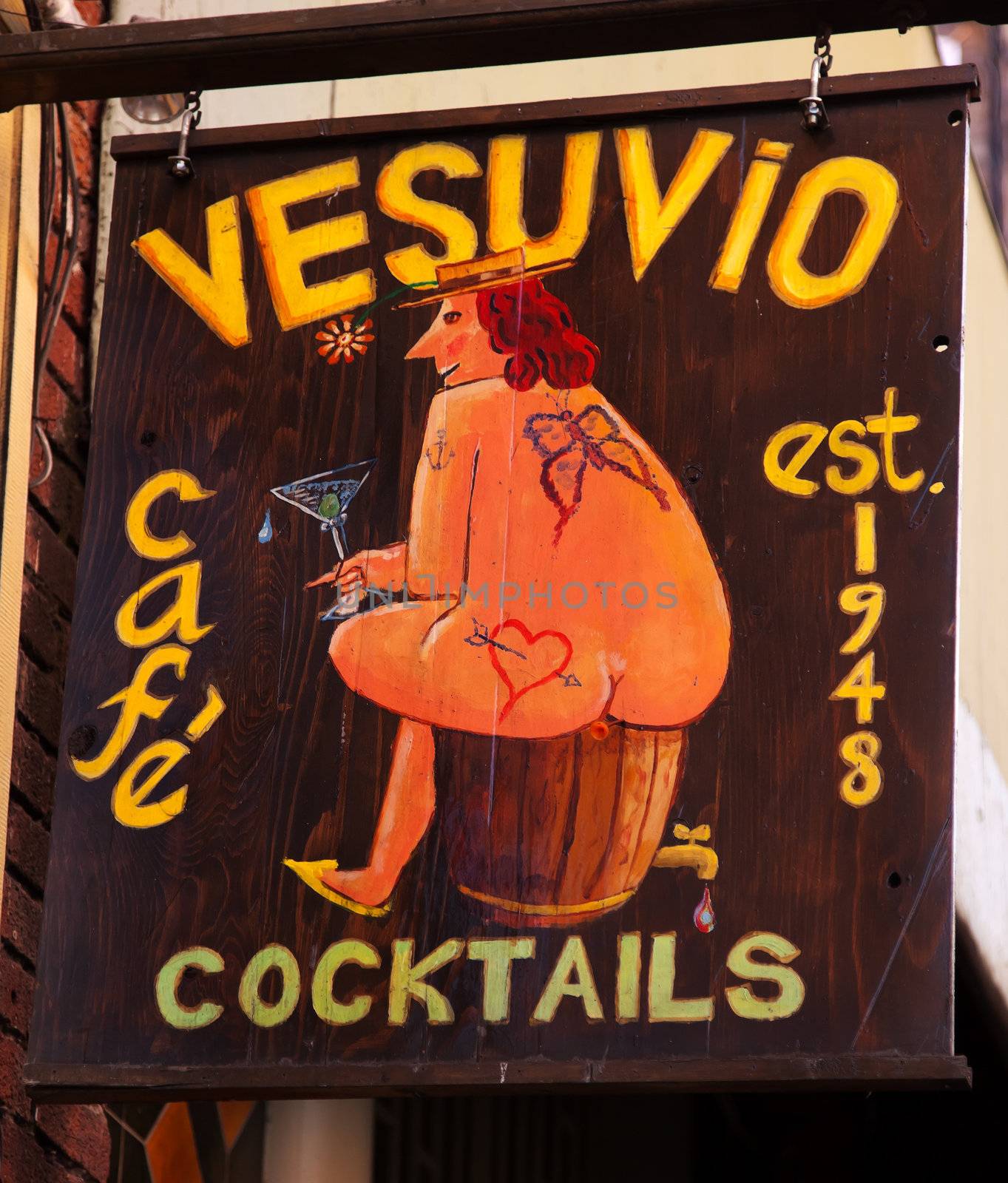 Bar Sign Street Art Nude Woman Cocktails San Francisco California 

