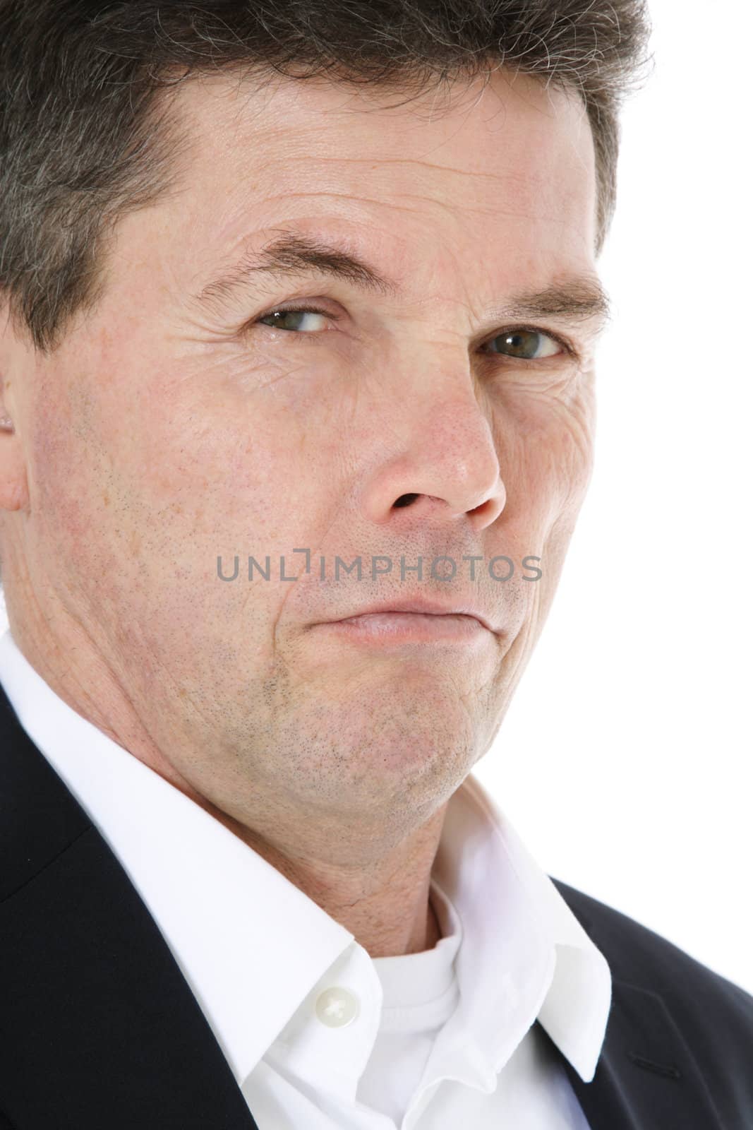 Attractive middle-aged man. All on white background.