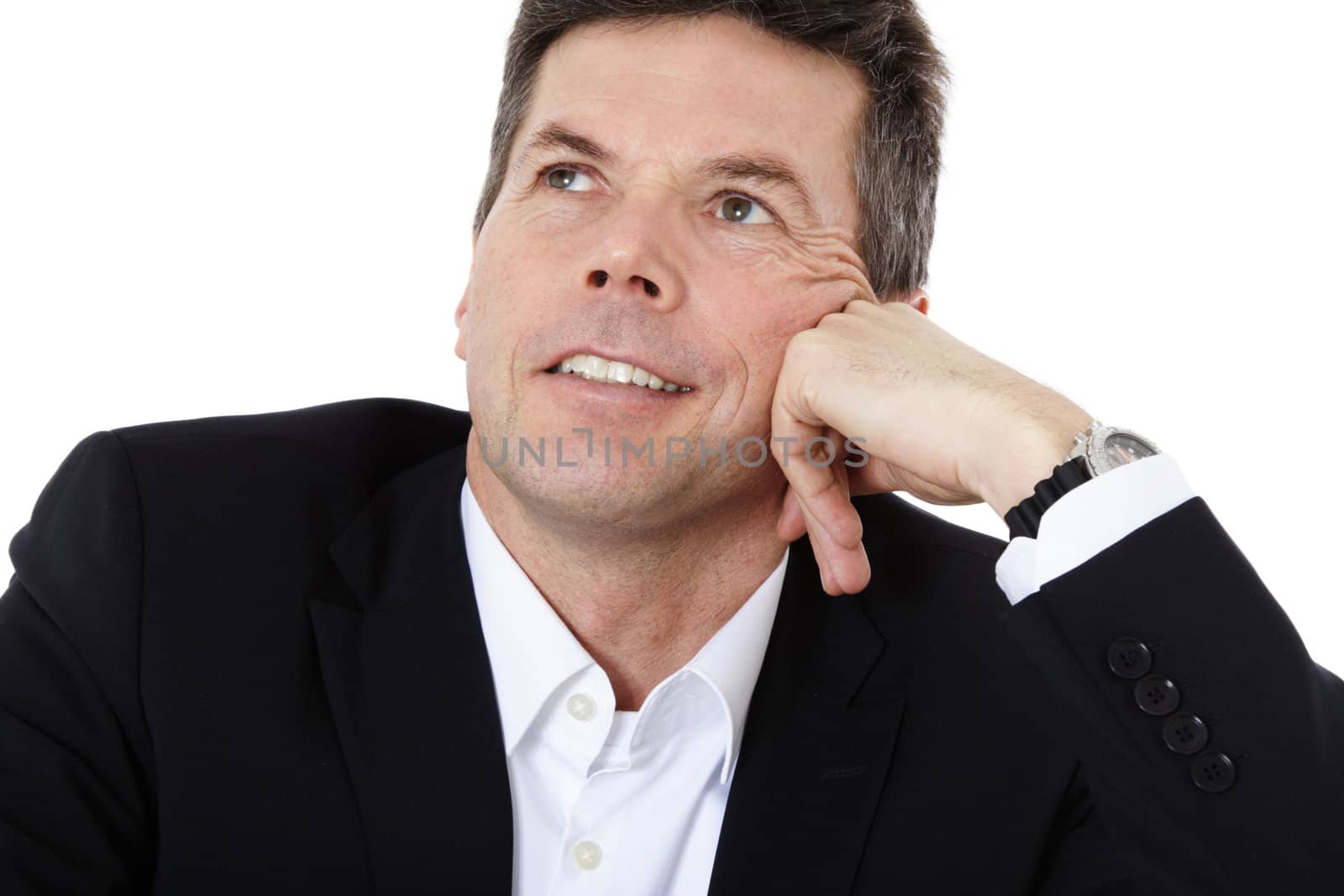 Attractive middle-aged man. All on white background.