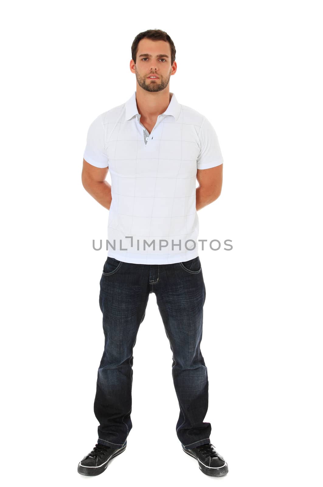 Full length shot of an attractive young man. All on white background.